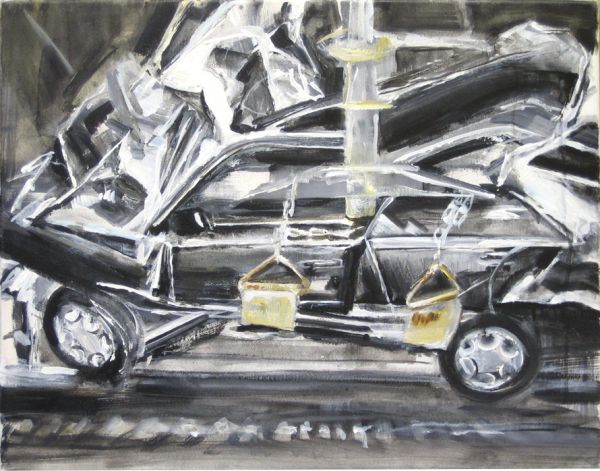 ’Princess Di’s car’ . Acryl und Öl auf Leinwand . 40 x 50 cm . 2013