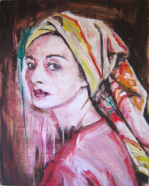 ’Portrait mit Handtuch’ . Acryl und Öl auf Leinwand . 50 x 40 cm . 2015