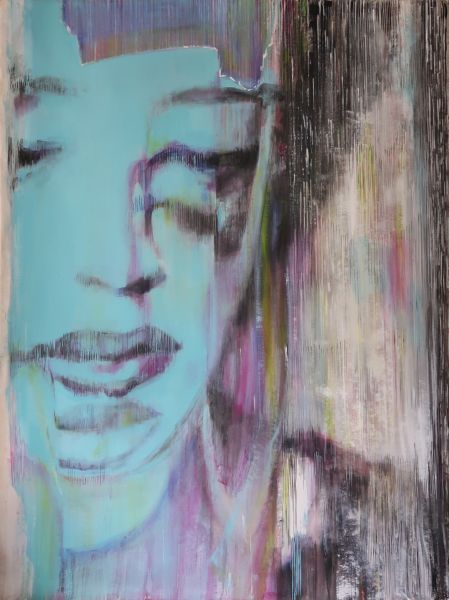 ’Wahrnehmungsversuch’ . Acryl auf Leinwand . 248 x 176 cm . 2001